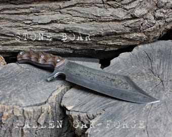 Handcrafted Fallen Oak Forge blade FOF "Stone Boar" full tang modern bowie knife