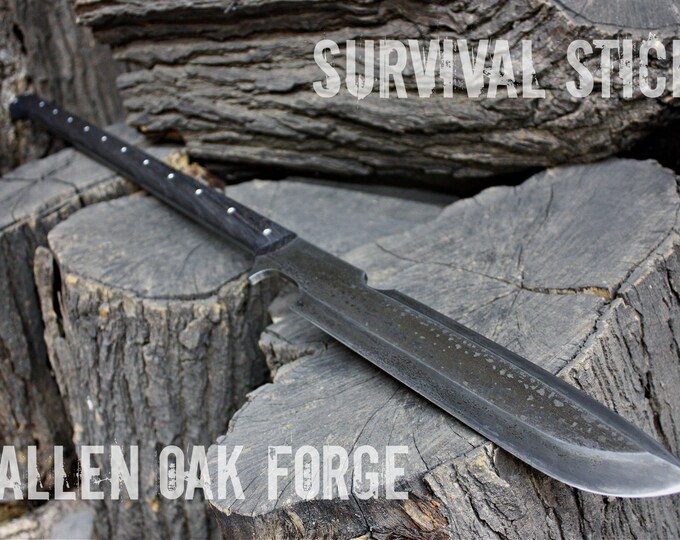 Handmade Fallen Oak Forge FOF "Survival Stick" 36 inch full tang survival, tactical and hunting spear halberd hybrid