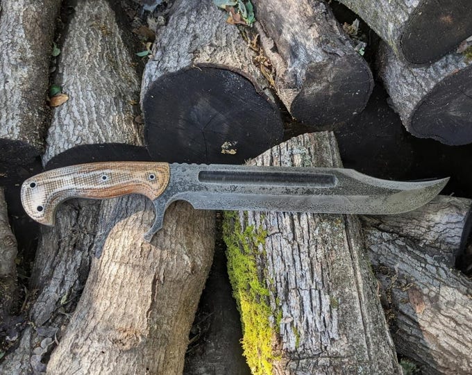 Hand Forged high carbon steel Fallen Oak Forge survival knife "Old Iron" modern bowie