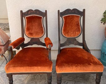 Victorian Velvet Parlor Chairs