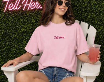 Camiseta con bordado de texto / Camiseta minimalista con afirmación positiva / Colores monocromáticos cómodos / Camiseta "Díselo".