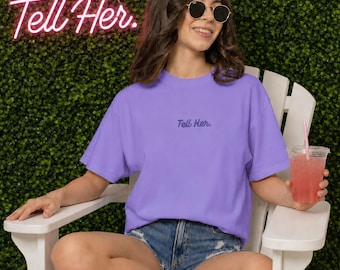 Script Embroidered Tee | Minimalist Positive Affirmation T-shirt | Monochromatic Comfort Colors T