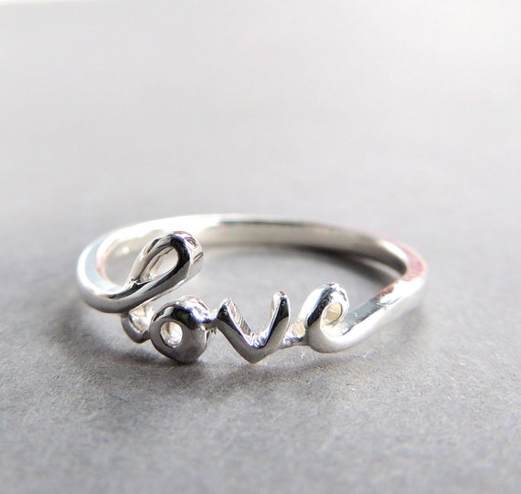 Sterling Silver Silver Love Ring | Etsy