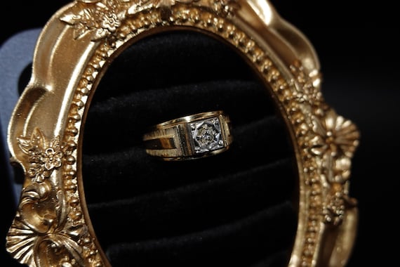 14K Solid Yellow Gold Natural Diamond Estate Ring | Fine Estate Jewelry