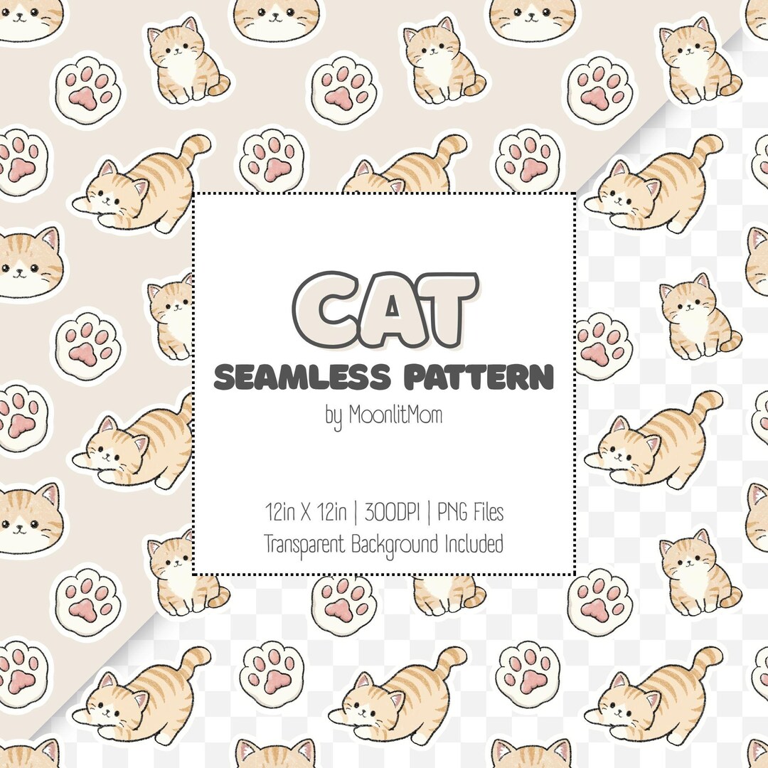 Tabby Pattern Circular Orange Tabby Cat Seamless Pattern - Etsy