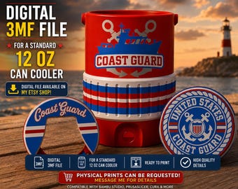 NEW U.S. Coast Guard 12 OZ Can Cooler – Digital 3MF File