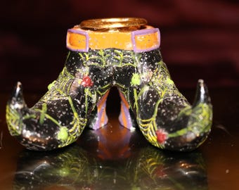 Halloween Witch Shoes Tapered Candle Holder