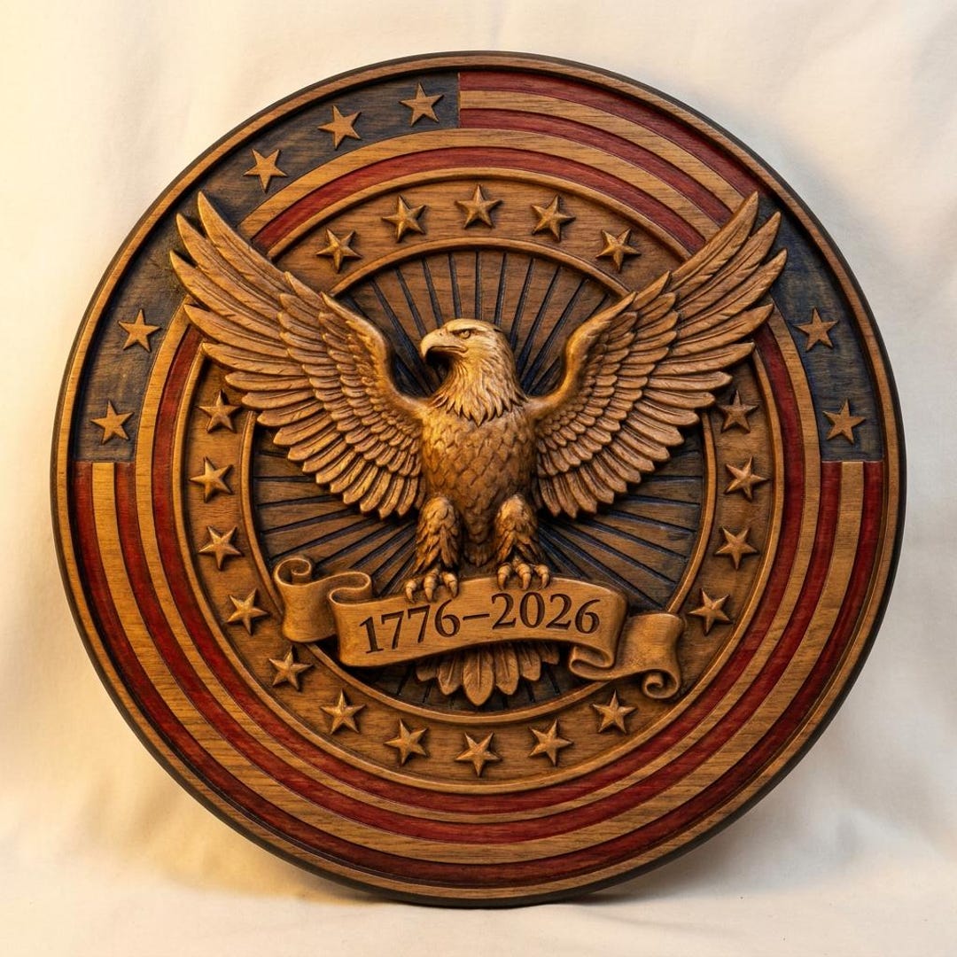 USA 250th Eagle Bas Relief STL | American Flag Wood Grain Router ...