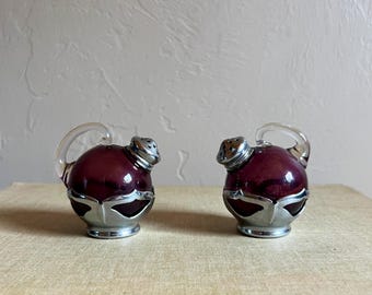 Vintage Art Deco Purple/Chrome Salt & Pepper Shakers - Farber Brothers Krome Kraft