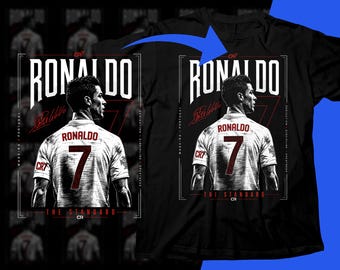Soccer Player PNG Shirt Design: Ronaldo Comic Halftone Design T-Shirt Sublimation, (Instant Download)