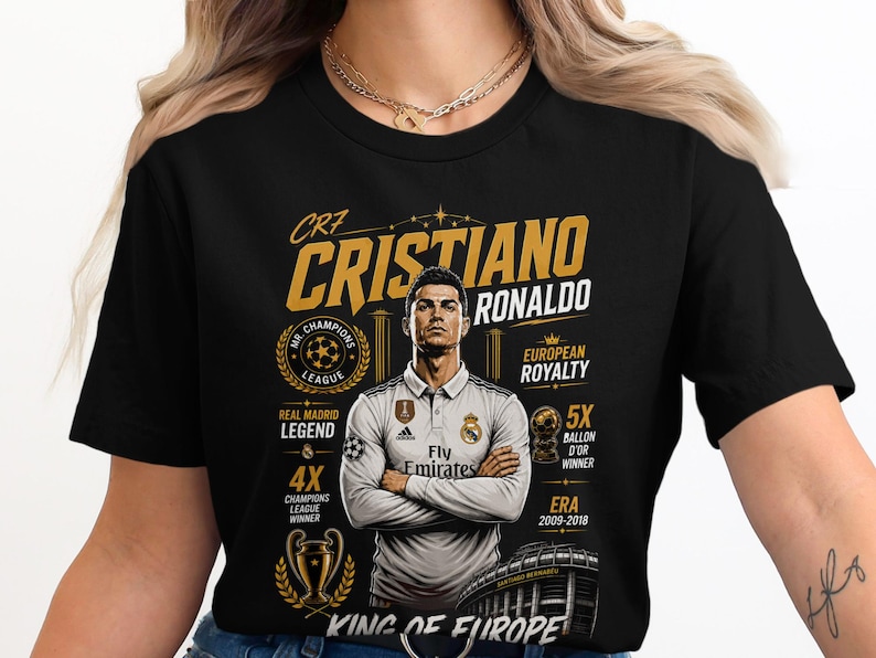 C Ronaldo Vintage Shirt, CR7 Real Madrid Soccer Halftone Design for Woman and Man, Christiano CR7 Merch Gift, Ronaldo 90s Bootleg Tshirt