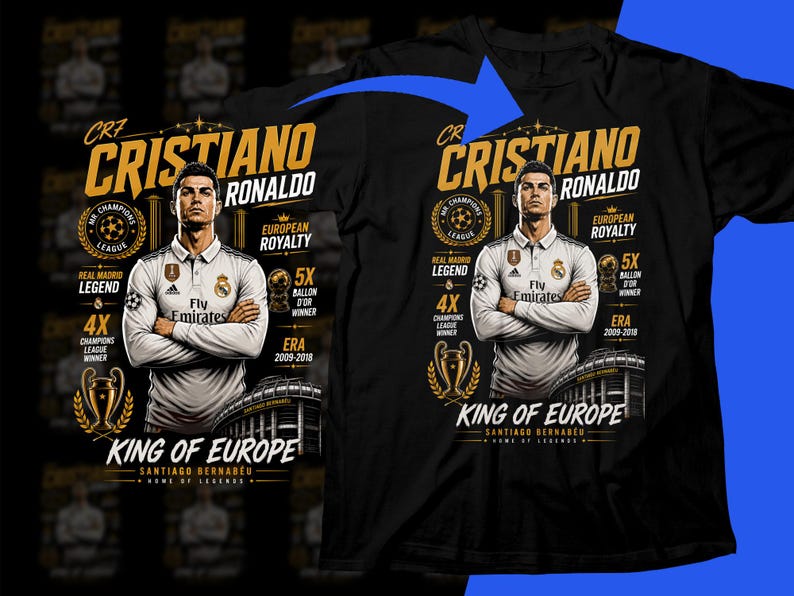 C Ronaldo Vintage Shirt, CR7 Real Madrid Soccer Halftone Design for Woman and Man, Christiano CR7 Merch Gift, Ronaldo 90s Bootleg Tshirt