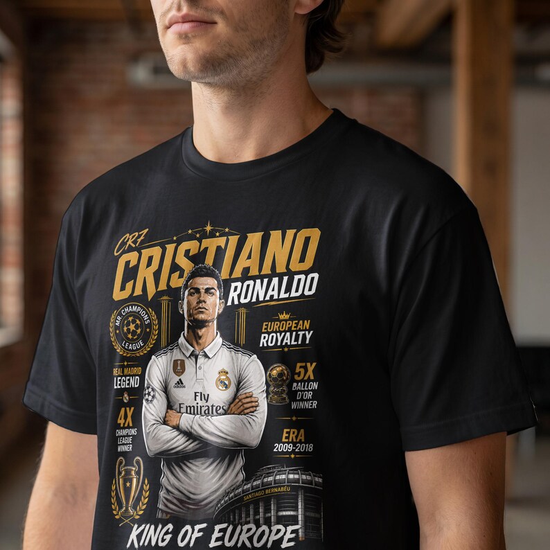 C Ronaldo Vintage Shirt, CR7 Real Madrid Soccer Halftone Design for Woman and Man, Christiano CR7 Merch Gift, Ronaldo 90s Bootleg Tshirt