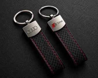 Sleutelhanger met Audi-logo uit de S-Line – Premium lederen sleutelhanger – Autoaccessoire uit de S-Line – Cadeau voor Audi-liefhebbers – Sleutelhanger in sportieve stijl