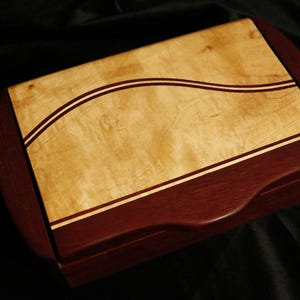 Wooden Jewelry Box Keepsakes Box hinged lid purple heart and maple wood wedding gift Christmas gift birthday gift graduation gift home decor