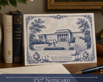 Biglietti di ringraziamento di Kansas City, set di biglietti di ringraziamento Toile de Jouy del Nelson Atkins Museum, edizione Grandmillennial, idea regalo per l'ospite, confezione da 10 pezzi.
