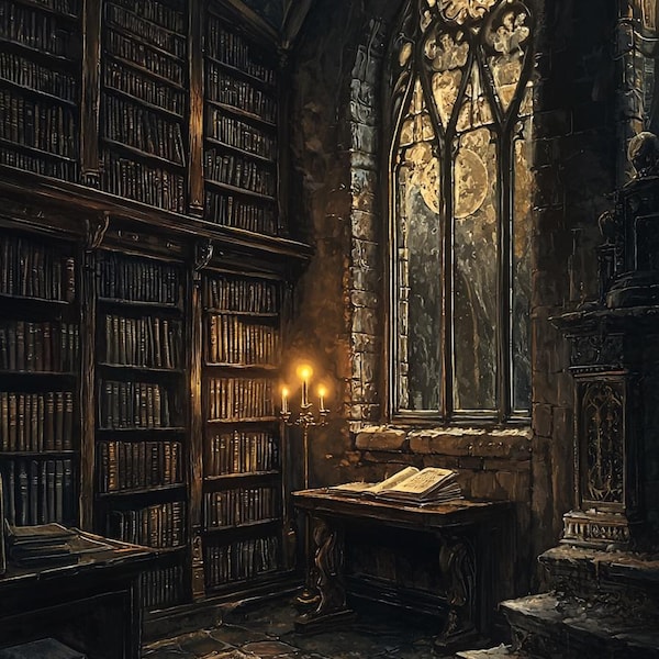 Candlelit Library - Etsy