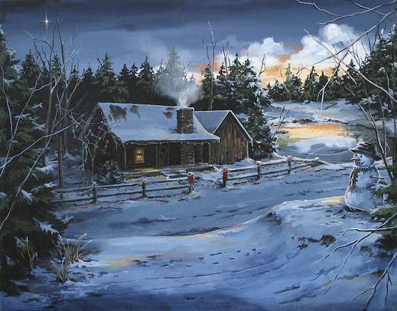 note cards farmhouse art rustic log cabin winter scenes etsy
