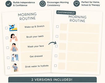 Morning Routine Visual Checklist | Adult ADHD, Autism Daily Planner Digital Download