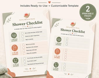 Shower Routine Visual Guide Bundle | Hygiene Skills Printable PDF | Autism & ADHD Daily Living Support