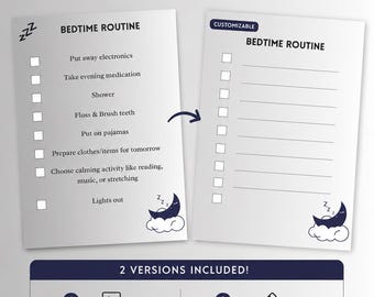 Adult Autism Bedtime Routine Visual Schedule Printable