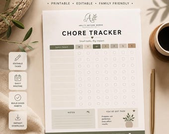 Weekly Chore Chart Printable | Custom Cleaning Checklist | Household Routine Planner | Instant Download