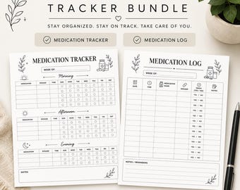 Medication Tracker Bundle | Weekly Pill Log Printable (PDF Download)