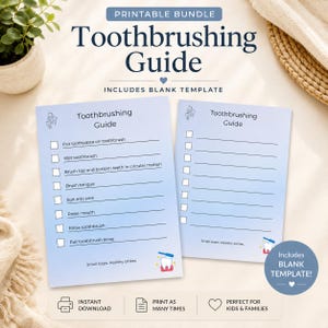 Toothbrushing Routine Visual Guide Bundle | Daily Hygiene Skills PDF | Autism & ADHD Life Skills Printable