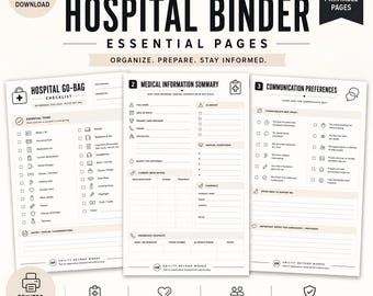 Hospital Go-Bag Checklist & Medical Binder (Digital Download)