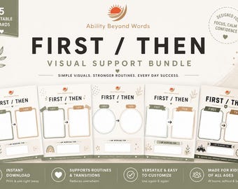 First Then Visual Support Bundle | Autism ADHD Chart (PDF Download)