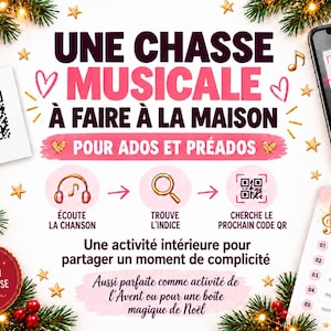 Printable Teen Birthday Game | Family Nighttime Activity: Treasure Hunt | Escape Room at Home: Spotify QR Code Quebec PDF