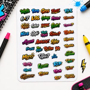 Teen slang stickers - For diaries, journals, letters, or just for fun