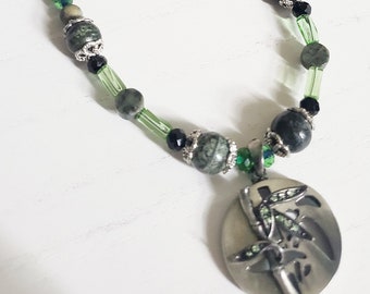 Bamboo tree necklace, green jewelry, statement necklace for women, tree necklace, sister gift