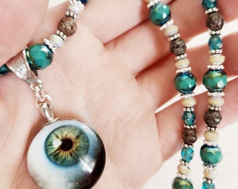 Eye necklace, Halloween jewelry, Gothic Necklace, Art deco necklace, Best Friend gift