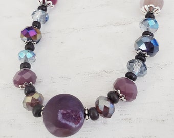 Druzy Necklace, Beaded Necklace, Art Deco Jewelry, Statement Necklace, Best Friend Gift, Sister Gift