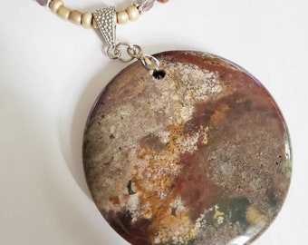 Jasper necklace for women, boho statement necklace, art Deco jewelry, sister gift, gift for Mom, artisan silver jewelry, Magickal Moon