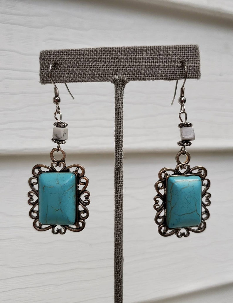 Howlite Earrings Statement Earrings Best Friend Gifts Geometric Earrings Sister Gift