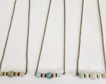 Bar necklace, dainty chain necklace, raw gemstone necklace, sister gift, gift for Mom