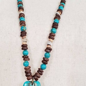 Kingman Turquoise necklace, statement necklace for women, boho beaded necklace, best friend gift, gifts under 40 image 3
