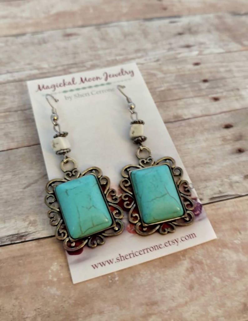Howlite Earrings Statement Earrings Best Friend Gifts Geometric Earrings Sister Gift