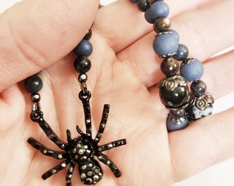 Spider necklace, Halloween jewelry, bug necklace, gothic jewelry, best friend gift
