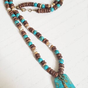 Kingman Turquoise necklace, statement necklace for women, boho beaded necklace, best friend gift, gifts under 40 image 9