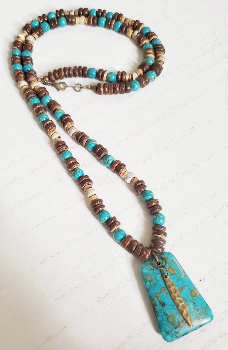 Kingman Turquoise necklace, statement necklace for women, boho beaded necklace, best friend gift, gifts under 40 image 9