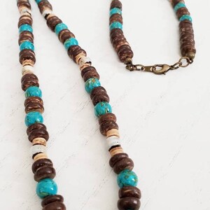Kingman Turquoise necklace, statement necklace for women, boho beaded necklace, best friend gift, gifts under 40 image 5
