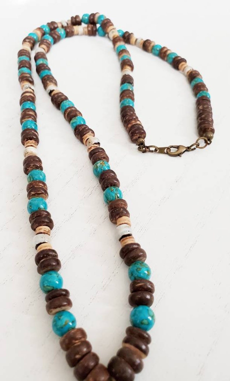 Kingman Turquoise necklace, statement necklace for women, boho beaded necklace, best friend gift, gifts under 40 image 5