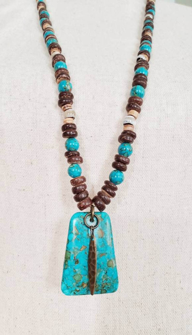 Kingman Turquoise necklace, statement necklace for women, boho beaded necklace, best friend gift, gifts under 40 image 7