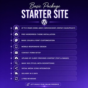 WordPress Web Design Standard Package - Custom Pages with Blog and Contact Form Setup