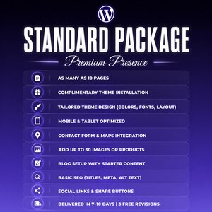 WordPress Web Design Standard Package - Custom Pages with Blog and Contact Form Setup