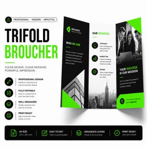 Design di brochure a tre ante / Brochure aziendale personalizzata / Professionale, pronta per la stampa e completamente modificabile