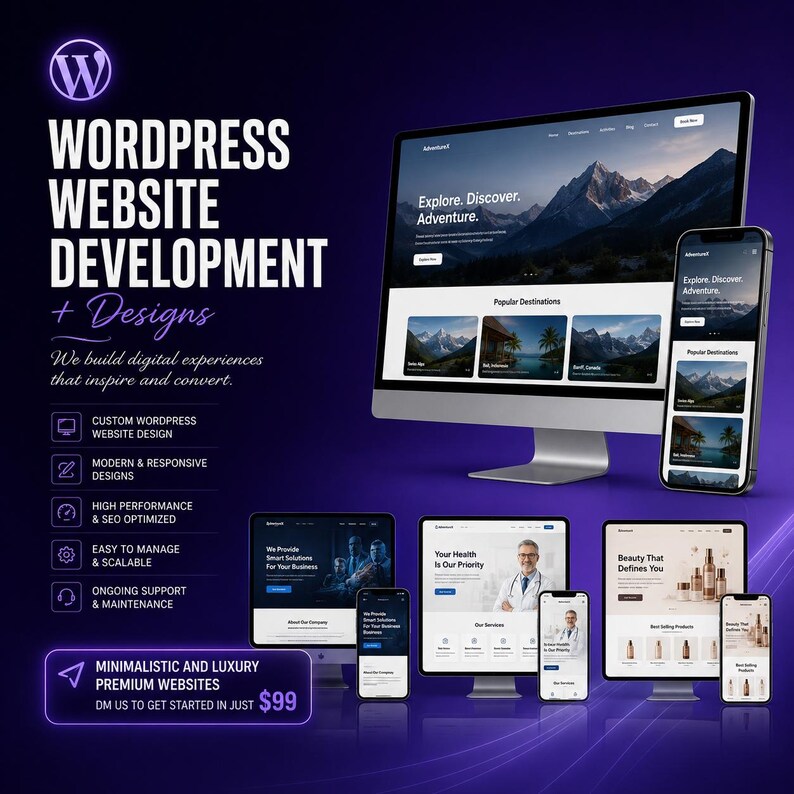 Custom WordPress Website Development - Responsive Design for Desktop and Mobile